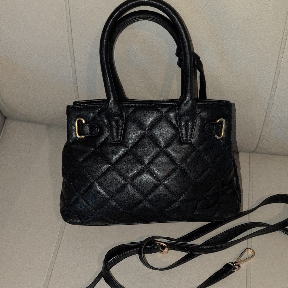 Badgley Mischka Black Quilted Satchel With Removable Crossbody Strap - Picture 5 of 9